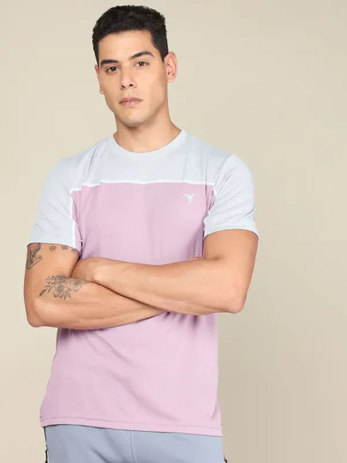 Men Colorblock Slim Fit Crew Neck T-shirt with TECHNO COOL+