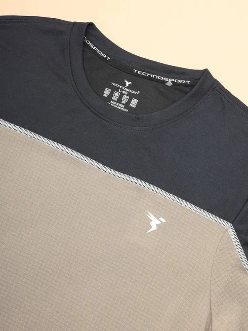 Men Colorblock Slim Fit Crew Neck T-shirt with TECHNO COOL+