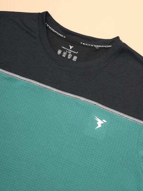 Men Colorblock Slim Fit Crew Neck T-shirt with TECHNO COOL+