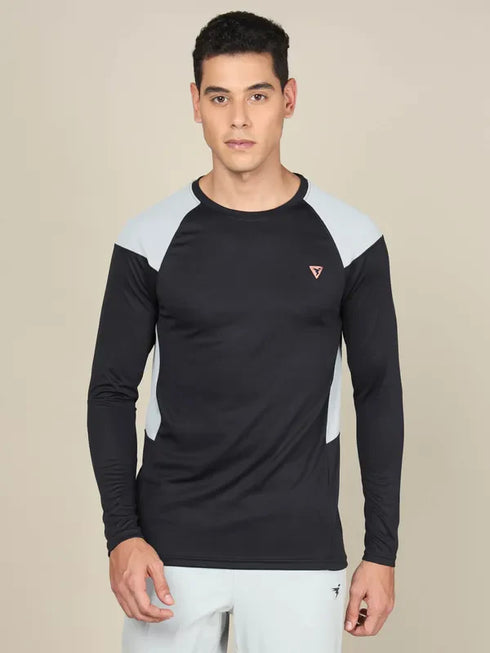Men Colorblock Slim Fit Crew Neck T-shirt with TECHNO COOL+