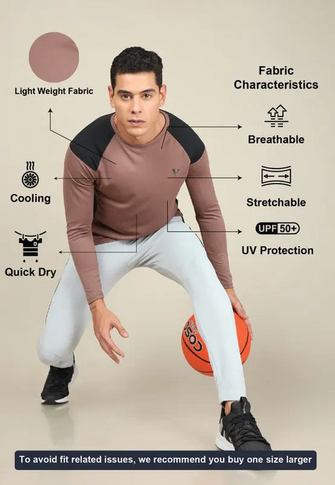 Men Colorblock Slim Fit Crew Neck T-shirt with TECHNO COOL+