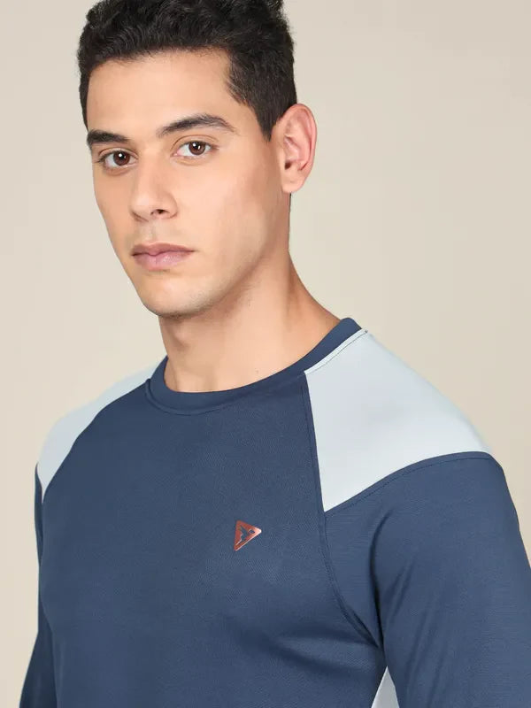 Men Colorblock Slim Fit Crew Neck T-shirt with TECHNO COOL+