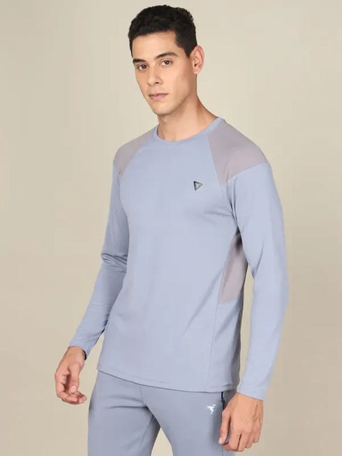 Men Colorblock Slim Fit Crew Neck T-shirt with TECHNO COOL+