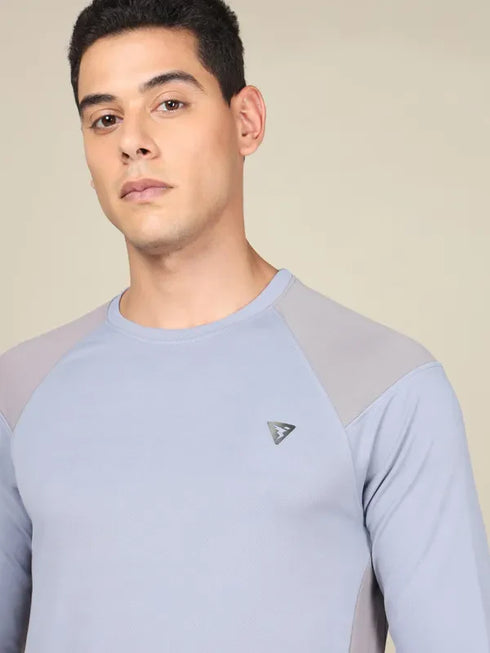 Men Colorblock Slim Fit Crew Neck T-shirt with TECHNO COOL+