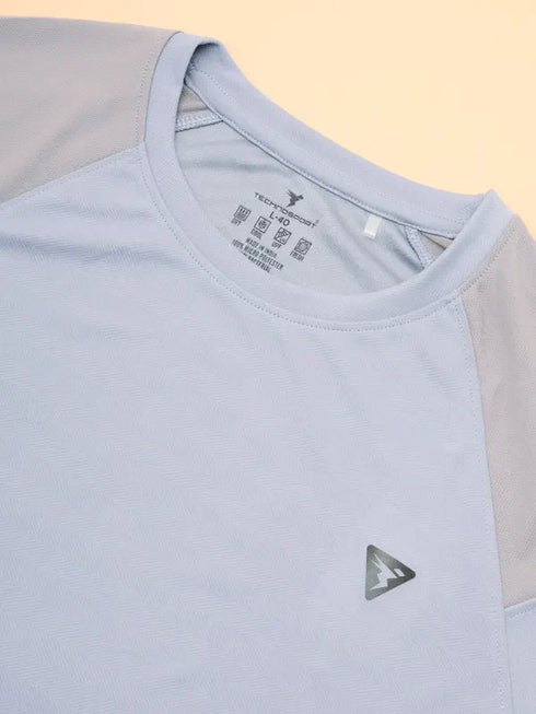 Men Colorblock Slim Fit Crew Neck T-shirt with TECHNO COOL+