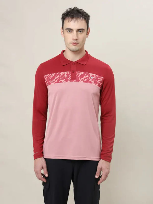 Men Colorblock Slim Fit Polo T-shirt with TECHNO COOL+