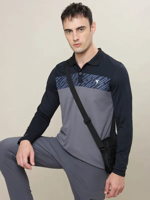 Men Colorblock Slim Fit Polo T-shirt with TECHNO COOL+