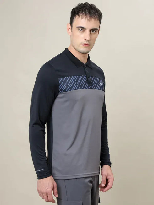 Men Colorblock Slim Fit Polo T-shirt with TECHNO COOL+