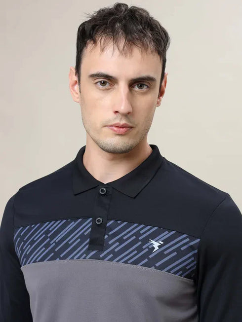 Men Colorblock Slim Fit Polo T-shirt with TECHNO COOL+
