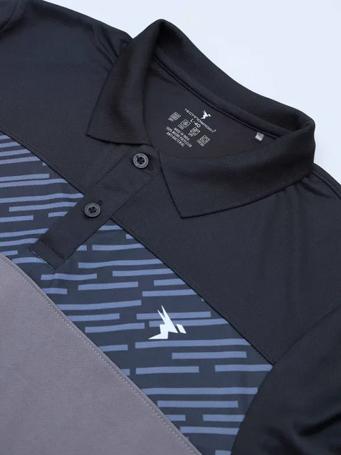 Men Colorblock Slim Fit Polo T-shirt with TECHNO COOL+
