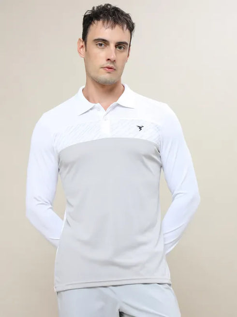 Men Colorblock Slim Fit Polo T-shirt with TECHNO COOL+