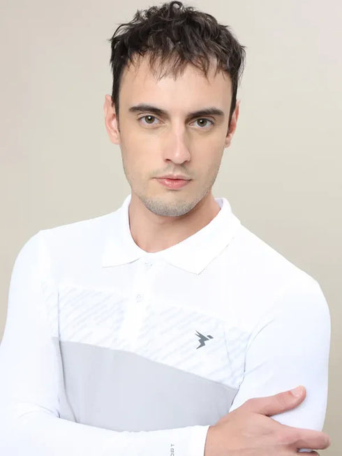 Men Colorblock Slim Fit Polo T-shirt with TECHNO COOL+