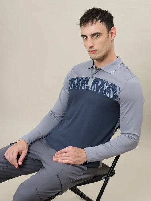 Men Colorblock Slim Fit Polo T-shirt with TECHNO COOL+