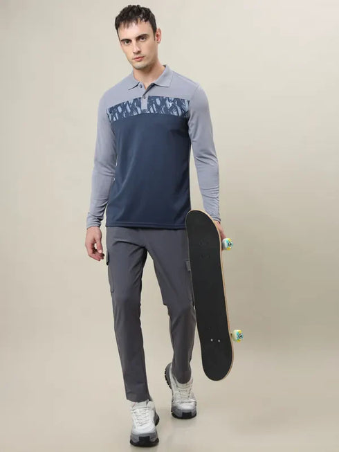 Men Colorblock Slim Fit Polo T-shirt with TECHNO COOL+