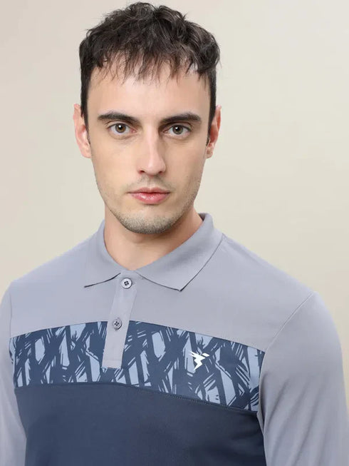 Men Colorblock Slim Fit Polo T-shirt with TECHNO COOL+