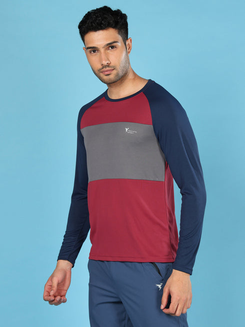 Men Colorblock Slim Fit Crew Neck T-shirt with TECHNO COOL+