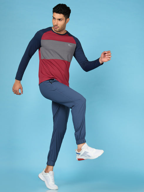 Men Colorblock Slim Fit Crew Neck T-shirt with TECHNO COOL+