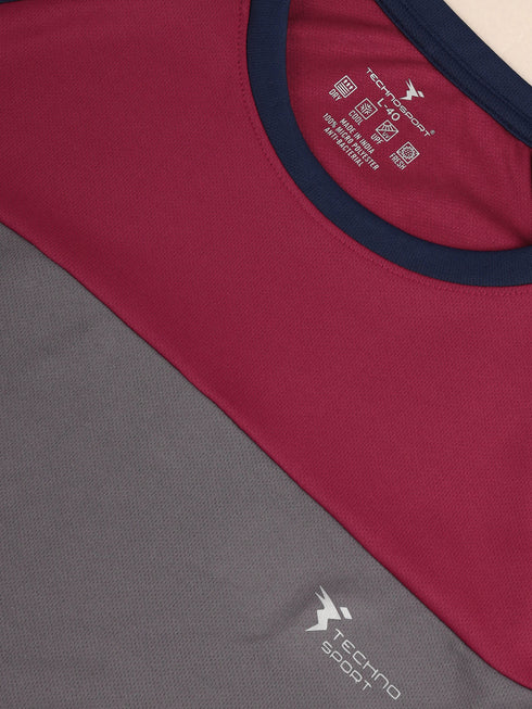 Men Colorblock Slim Fit Crew Neck T-shirt with TECHNO COOL+