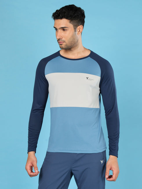 Men Colorblock Slim Fit Crew Neck T-shirt with TECHNO COOL+