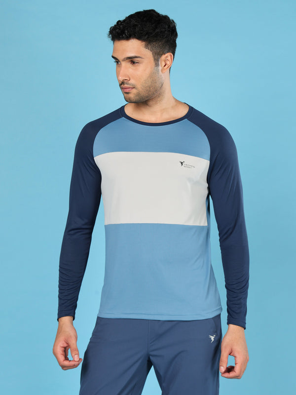 Men Colorblock Slim Fit Crew Neck T-shirt with TECHNO COOL+