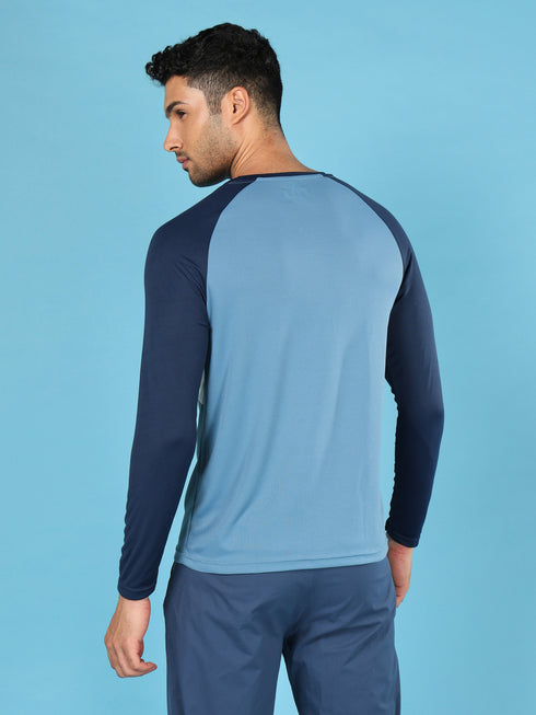 Men Colorblock Slim Fit Crew Neck T-shirt with TECHNO COOL+
