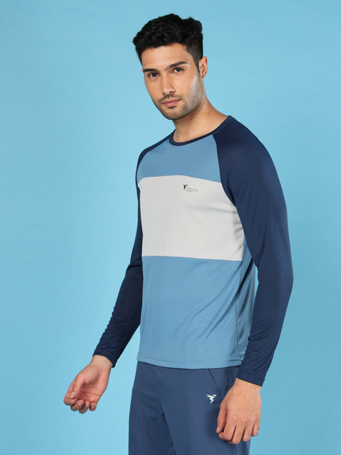 Men Colorblock Slim Fit Crew Neck T-shirt with TECHNO COOL+