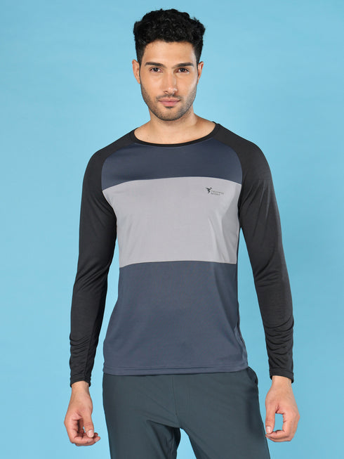Men Colorblock Slim Fit Crew Neck T-shirt with TECHNO COOL+
