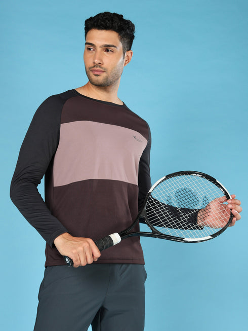 Men Colorblock Slim Fit Crew Neck T-shirt with TECHNO COOL+