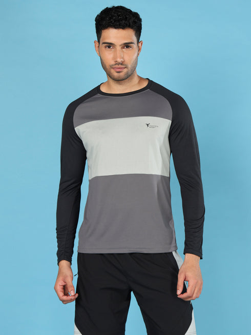 Men Colorblock Slim Fit Crew Neck T-shirt with TECHNO COOL+