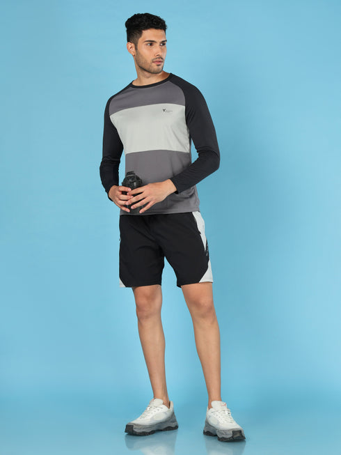 Men Colorblock Slim Fit Crew Neck T-shirt with TECHNO COOL+
