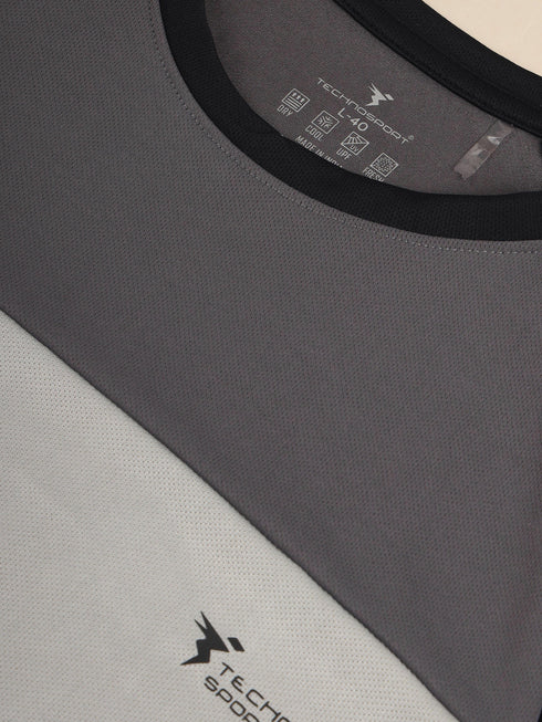 Men Colorblock Slim Fit Crew Neck T-shirt with TECHNO COOL+