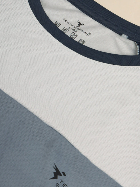 Men Colorblock Slim Fit Crew Neck T-shirt with TECHNO COOL+