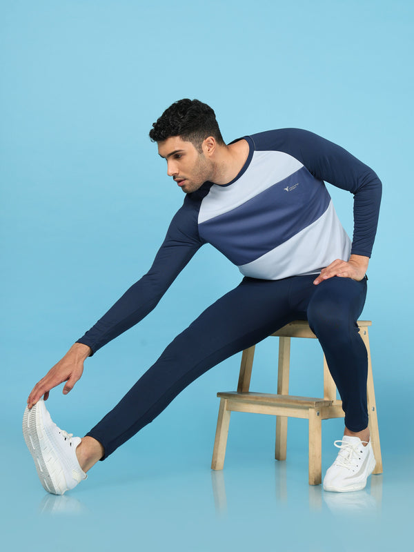 Men Colorblock Slim Fit Crew Neck T-shirt with TECHNO COOL+