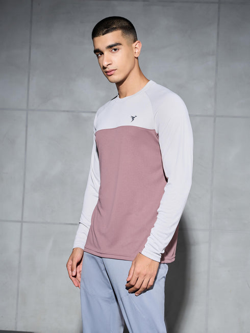 Men Colorblock Slim Fit Crew Neck T-shirt with TECHNO COOL+