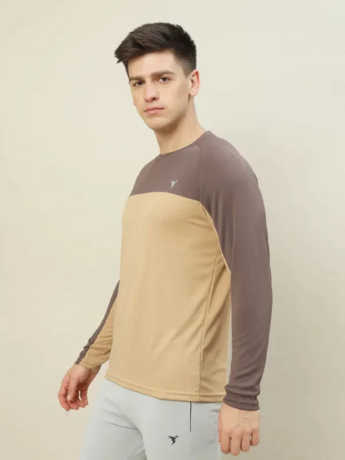 Men Colorblock Slim Fit Crew Neck T-shirt with TECHNO COOL+