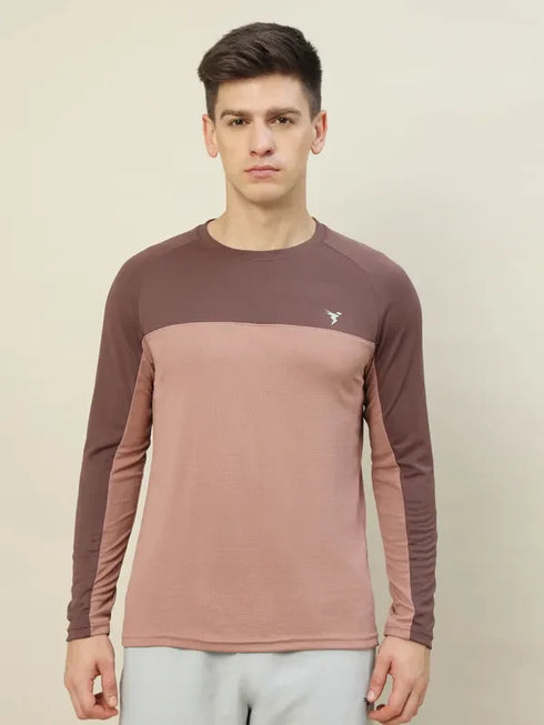 Men Colorblock Slim Fit Crew Neck T-shirt with TECHNO COOL+