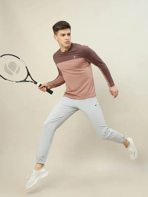 Men Colorblock Slim Fit Crew Neck T-shirt with TECHNO COOL+