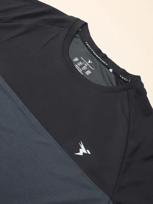 Men Colorblock Slim Fit Crew Neck T-shirt with TECHNO COOL+