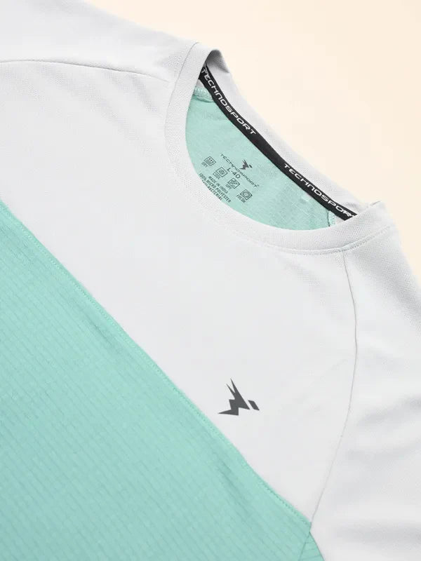 Men Colorblock Slim Fit Crew Neck T-shirt with TECHNO COOL+