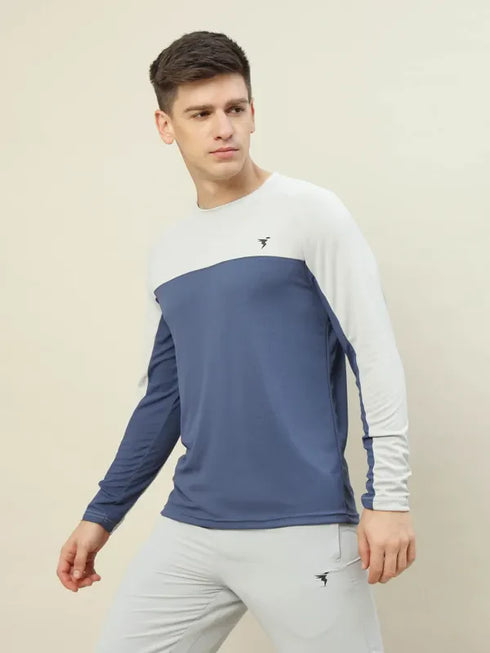 Men Colorblock Slim Fit Crew Neck T-shirt with TECHNO COOL+