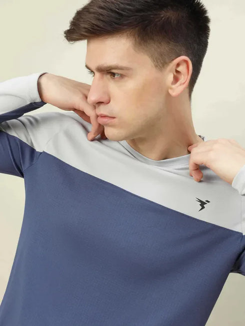 Men Colorblock Slim Fit Crew Neck T-shirt with TECHNO COOL+