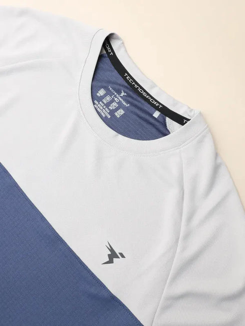 Men Colorblock Slim Fit Crew Neck T-shirt with TECHNO COOL+