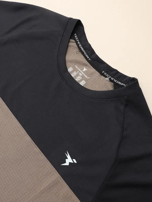 Men Colorblock Slim Fit Crew Neck T-shirt with TECHNO COOL+
