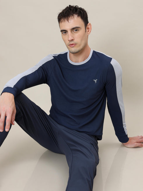 Men Colorblock Slim Fit Crew Neck T-shirt with MATPIQ (Pack of 2)