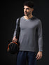 Men Solid Slim Fit V Neck Sports T-shirt with TECHNOCOOL+