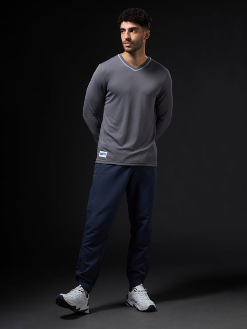 Men Solid Slim Fit V Neck Sports T-shirt with TECHNOCOOL+