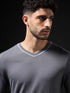 Men Solid Slim Fit V Neck Sports T-shirt with TECHNOCOOL+