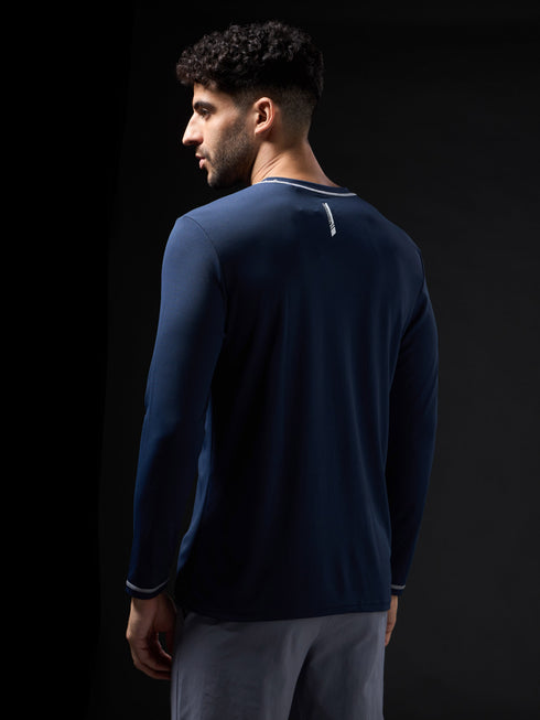 Men Solid Slim Fit V Neck Sports T-shirt with TECHNOCOOL+