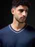 Men Solid Slim Fit V Neck Sports T-shirt with TECHNOCOOL+