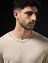 Men Solid Slim Fit V Neck Sports T-shirt with TECHNOCOOL+